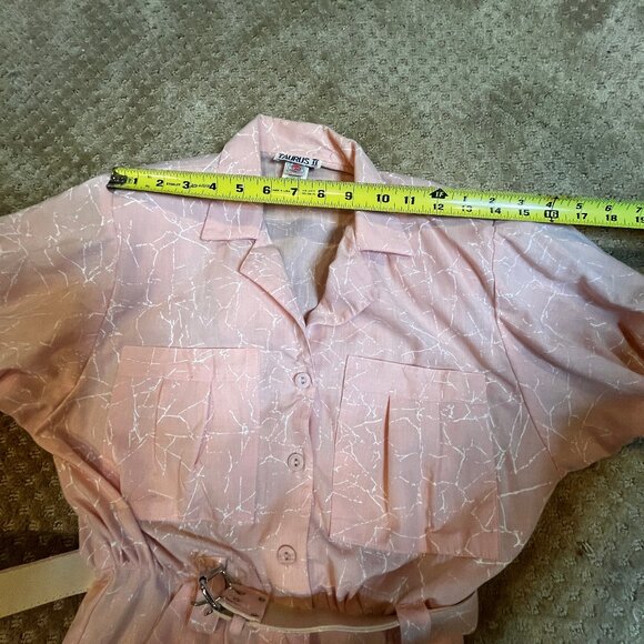 Vintage Retro 80s Pink Power Lunch Dolman Belted Midi Front Slit SZ 12/8 Dress - Picture 13 of 16